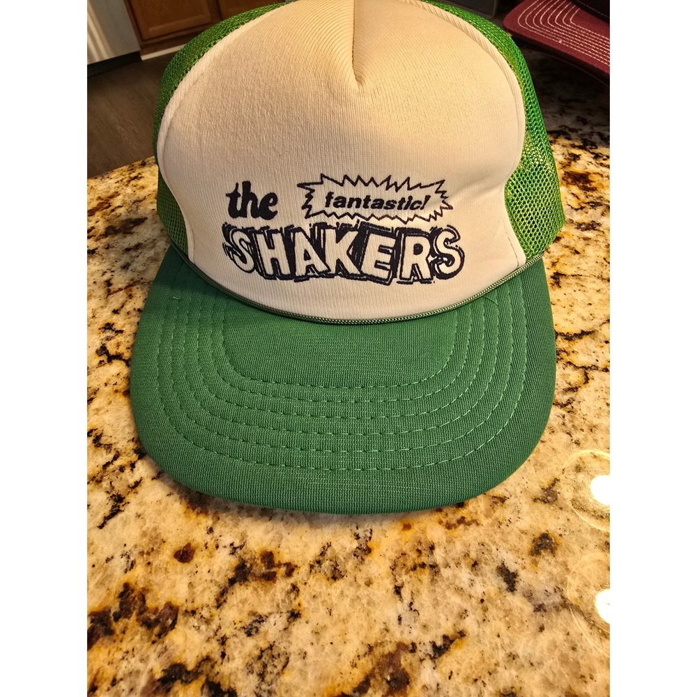 The Fantastic Shakers Vintage Trucker Hat Cap Snapback Green White Mesh Adjust‎